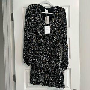 Monkee’s SEN collection Janelle black, white, gold cocktail mini dress